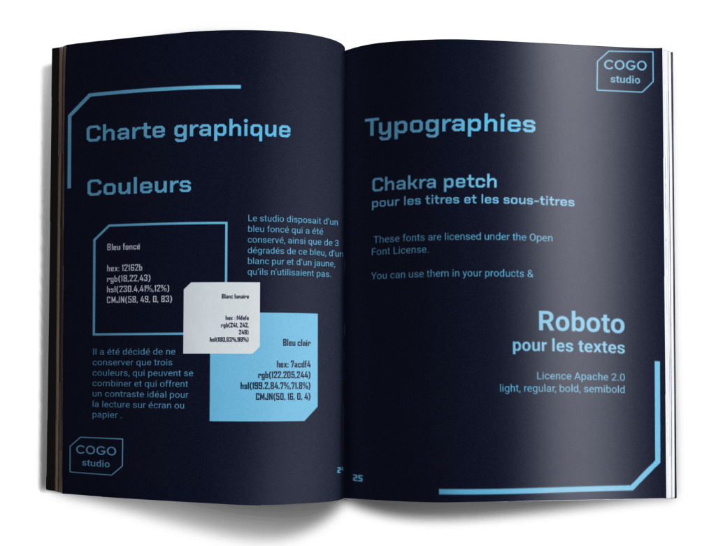 charte graphique studio cogo Charte graphique imprimée du Studio Cogo